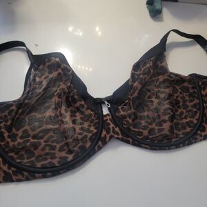 Curvy Couture Leopard Print Bra Back Closure - 36H